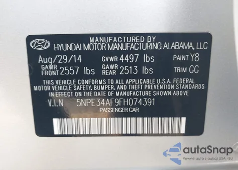 2015 Hyundai Sonata Sport из США, поврежденный, VIN 5NPE34AF9FH074391